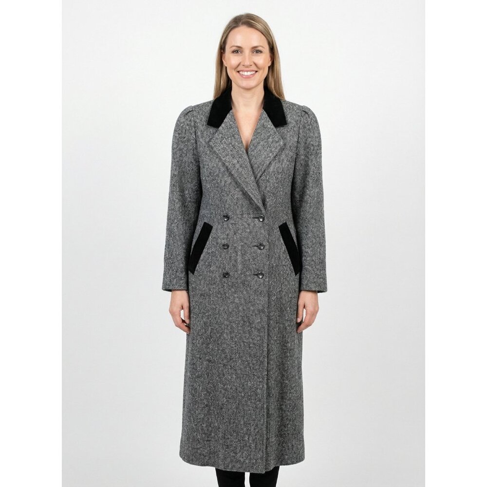 Traders Point Women's Vintage Grey Double Breasted Wool Suede Coat Size M - Picture 1 of 10